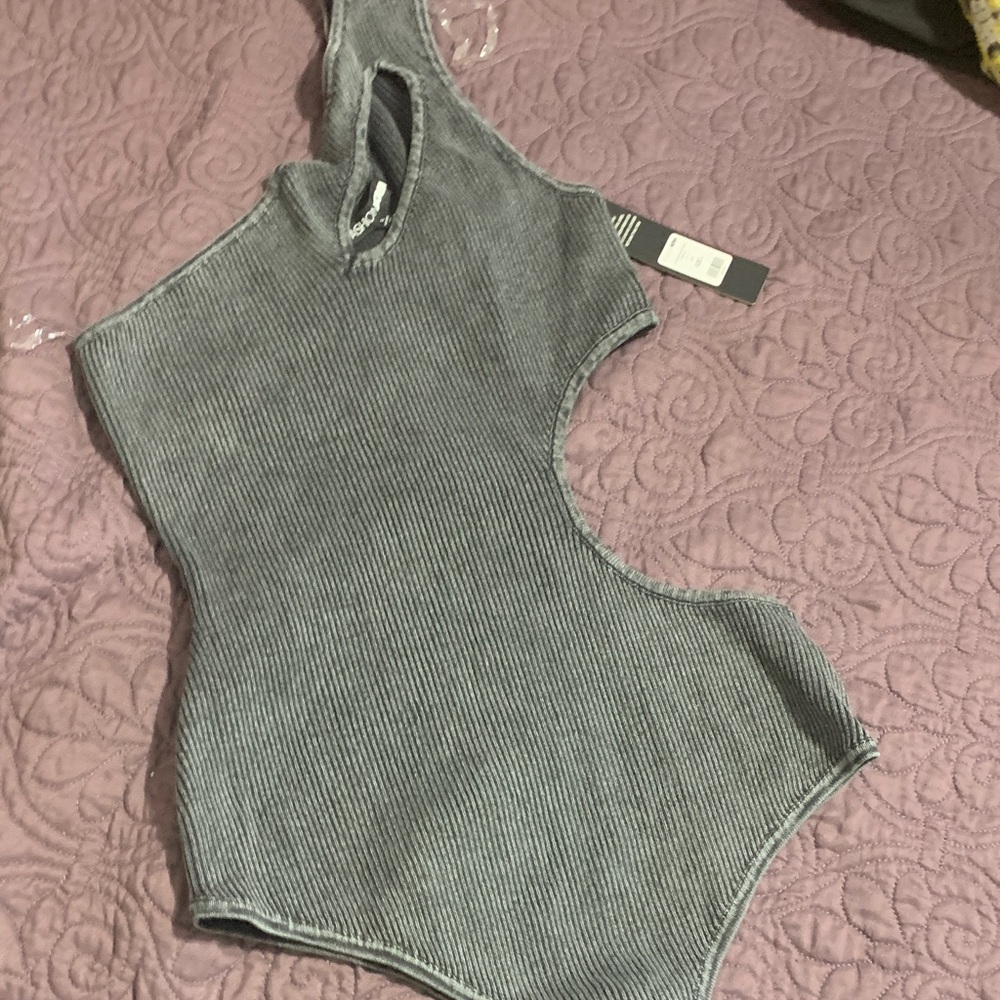 Fashion Nova Black Ribbed Bodysuit